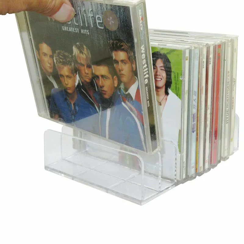 Прозрачный акриловый ящик для хранения CD DVD стойка 14 стандартных чехлов
