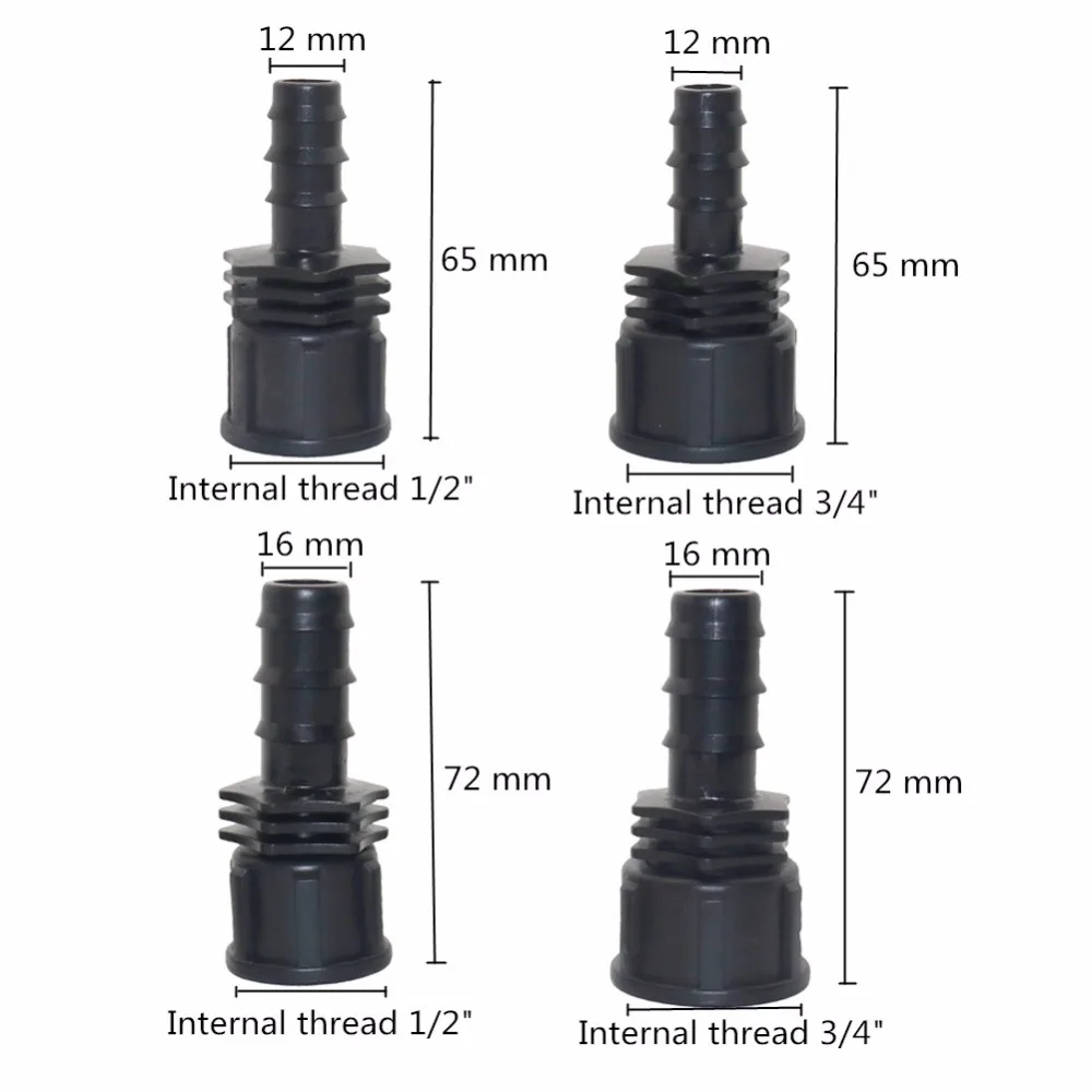 Garden Irrigation 1/2 3/4 Inch Female Connector Barbed Plastic Hose Fitting Micro Irrigation Adapter
