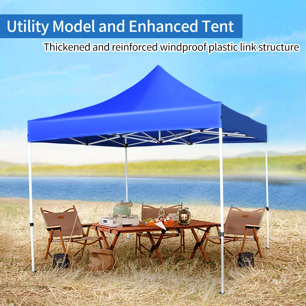 10x10FT 3x3m Portable Gazebo Shelter Blue Durable Fabric Pop Canopy Tent Waterproof Marquee Tent Outdoor Multiple Use Trade