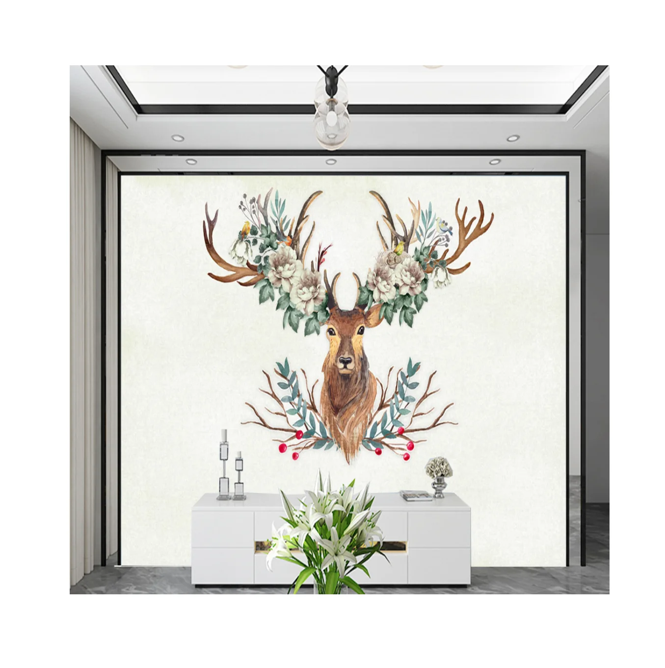 Hot selling modern living room creative art home decor 3d sticker pvc wall paper roll mural wallpaper