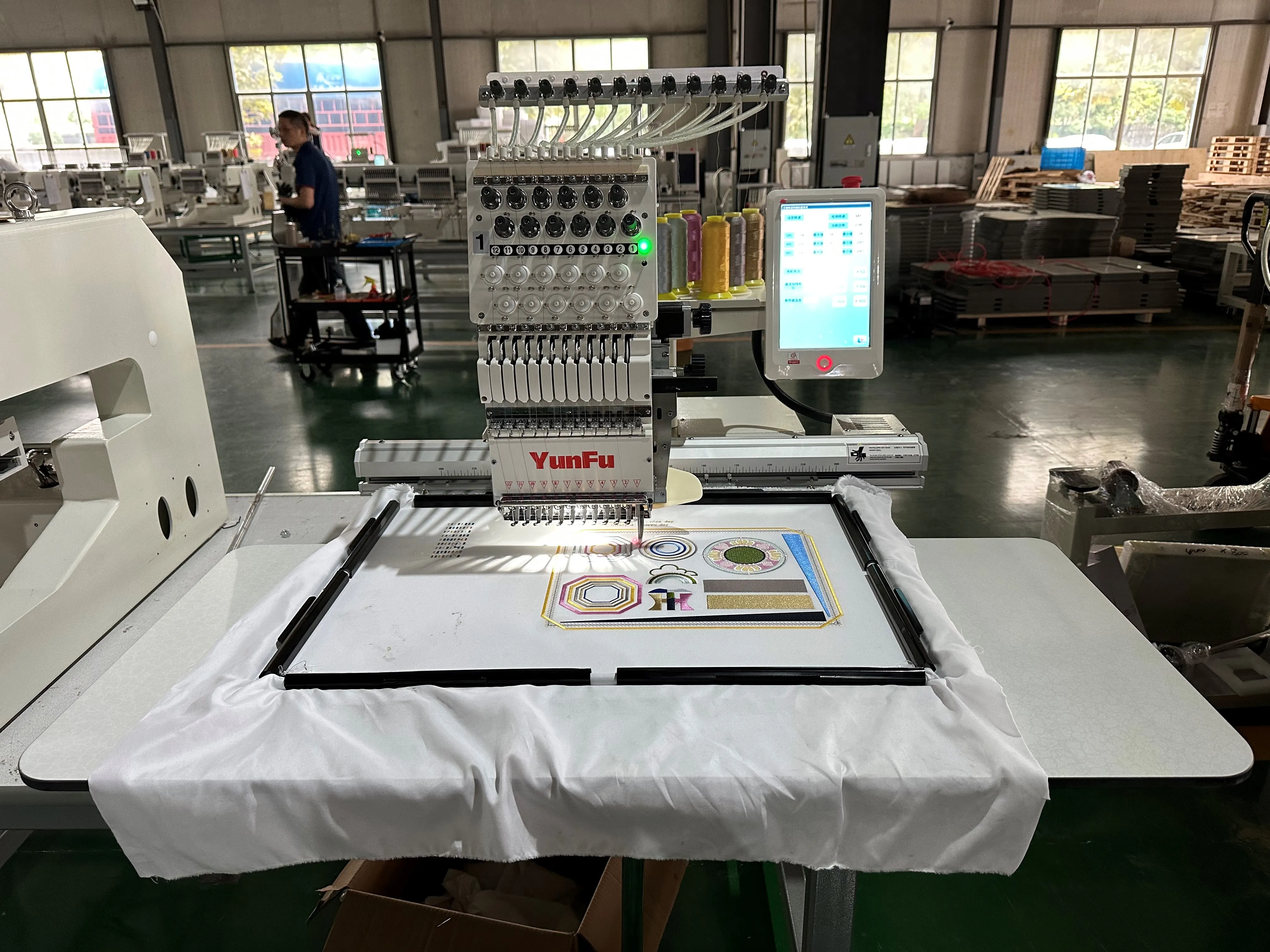 YunFu Single Head Embroidery Machine Automatic Cap T Shirt Garment Commercial use Computer Embroidery Machine For Sale