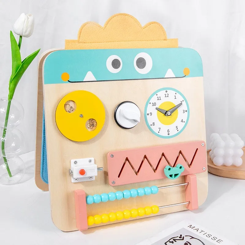 Foldable Children Wooden Montessori Busy Board Socket Switch Toys Educational Games Multifunctional Preschool Learning Toys