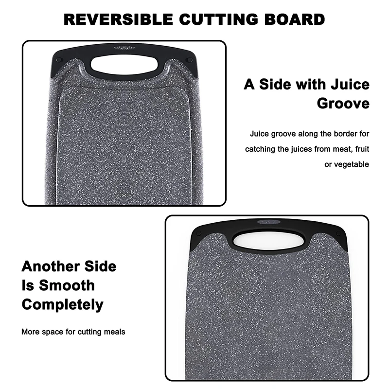 Custom Logo Dishwasher Safe 3 Pieces Chopping Cutting Board Set Plastic With Juice Grooves and Easy Grip