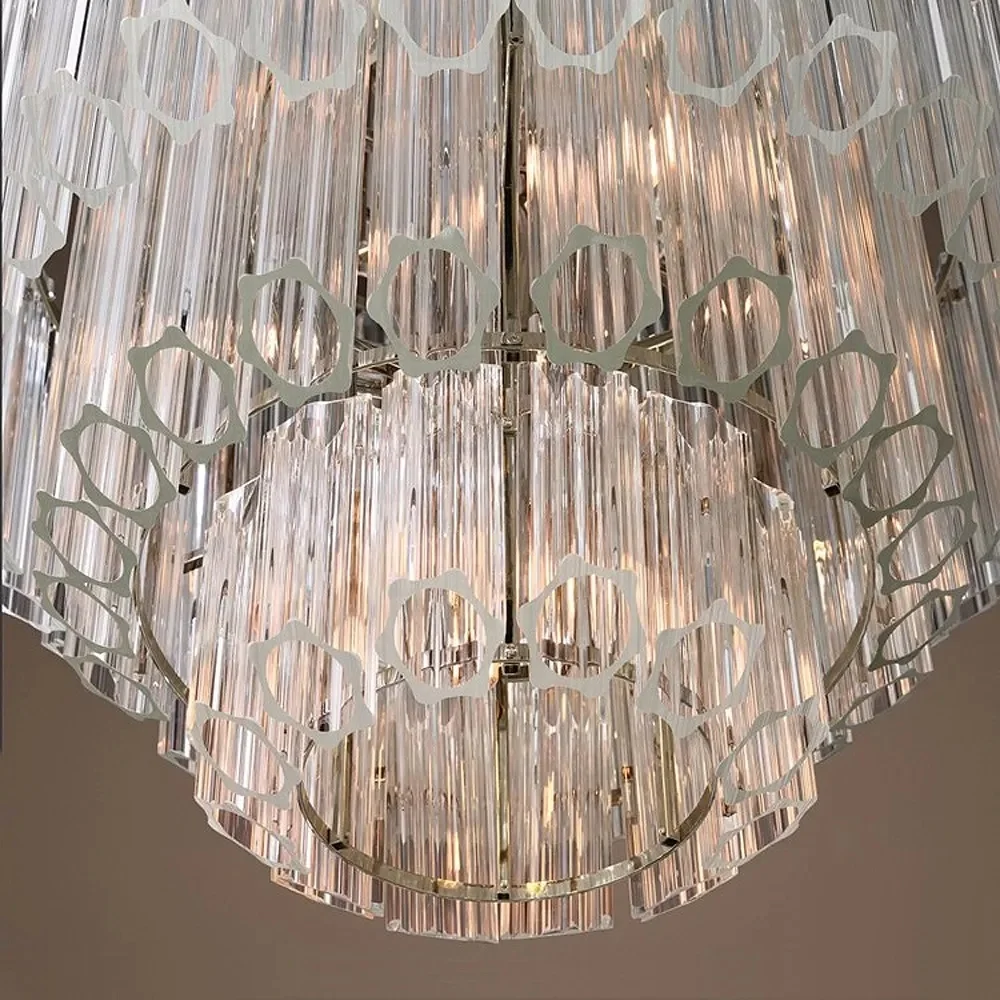 Modern Large Chandeliers Round Murano Glass Plum Blossom Flower Tube Crystal Glass Chandelier for Wedding Villa Home LIght