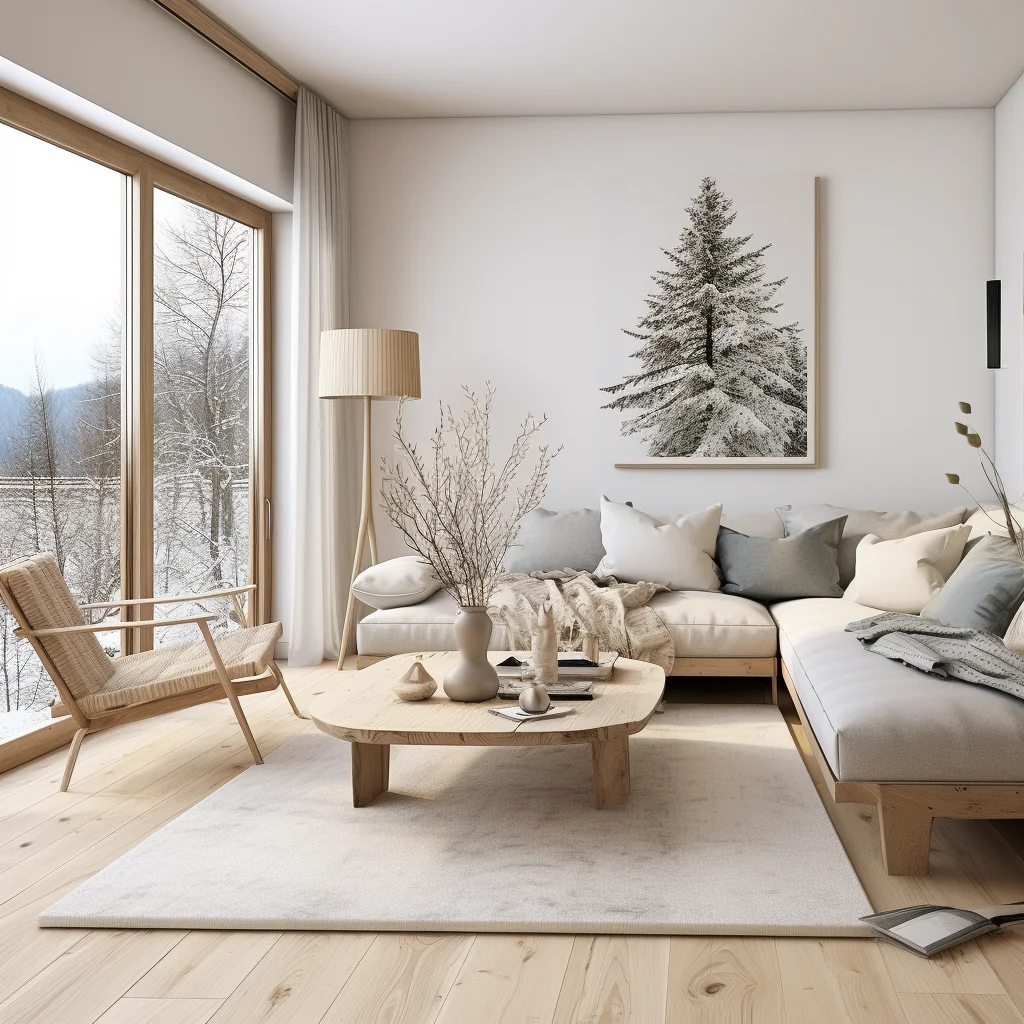 AI Creative Concept Design Nordic Minimalist Style Living Room Design Modern Cream Style Design 3D Rendering Service