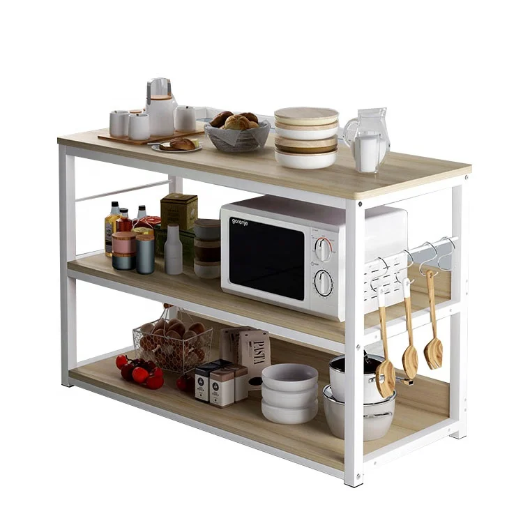 kitchen wooden and wall iron storage rack