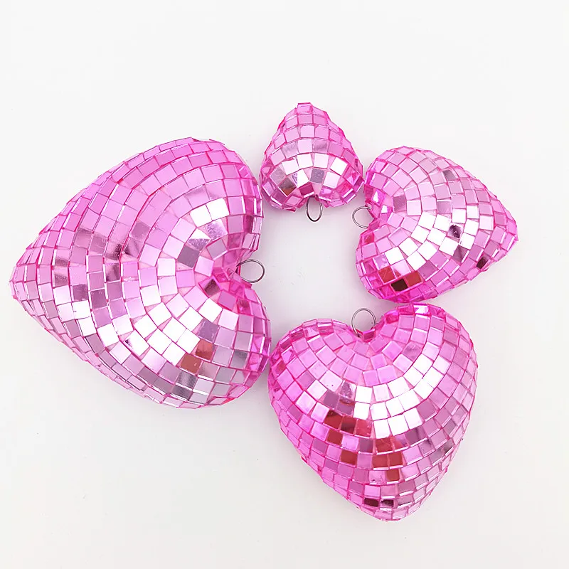 Different sizes customized colors heart shape disco ball for Christmas tree ornaments
