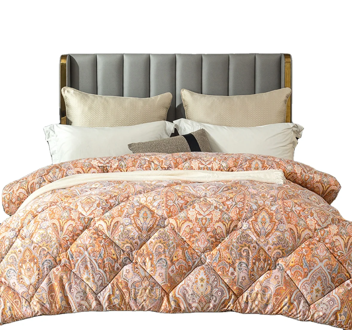 Factory custom quilted square grid 100% chemical fiber winter family hotel thermal blanket