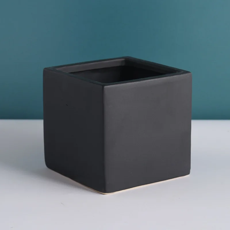 Indoor Succulent Small Plants Pot Concise Macaron Color Ceramic Square Flower Pot