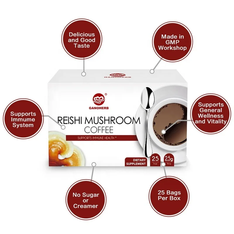 Coffee Ganoderma Cell-wall Broken Spore Powder Black Instant Mushroom Coffee