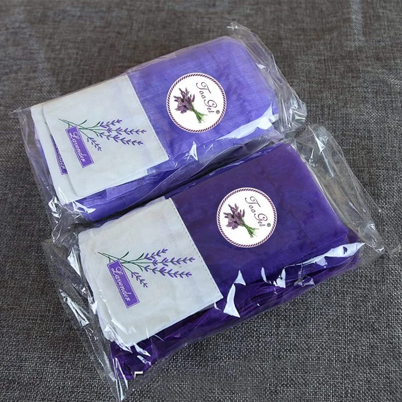 Empty Gauze Ribbons Cotton-Ramie Sacks DIY Dried Flower Gift Bag Fragrance Bags Purple Cotton Organza Flower Sachets Craft Bags