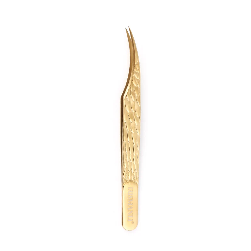 IRISMANLI Premium Stainless Steel Golden Lashes Tweezers Set Custom Logo Precision Pointed Tweezers