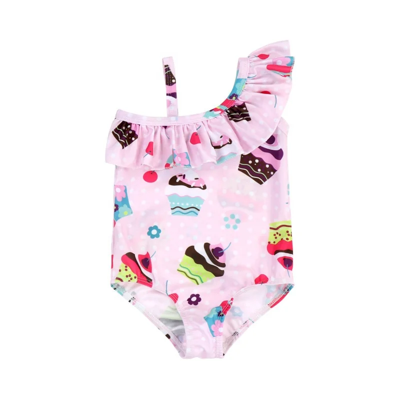 High quality polyester fabric Cartoon print design One piece child swimwear 0-6 years old kids baby girl swimsuit