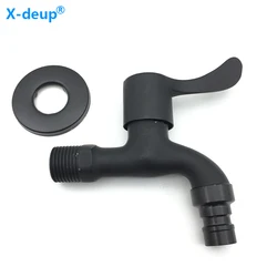 Black Wall Mount Tap Fast Opening Garden Water Outdoor Faucet for Bathroom