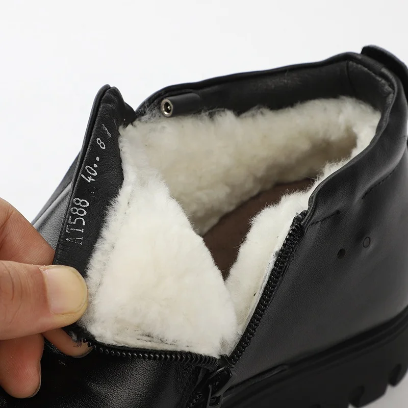 Classical Genuine Leather Rechargeable Electric Heating Shoes Foot Warmer for Men Black Charger Winter Cotton Battery