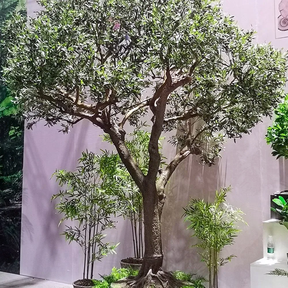 Yirong Wholesale Custom Height Large Artificial Olive Tree Fiberglass Evergreen Big Size Natural Tree Artificial Big Trees