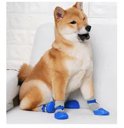 4pc/set pet dog cat shoes socks outdoor wear sock Non-slip plastic sole