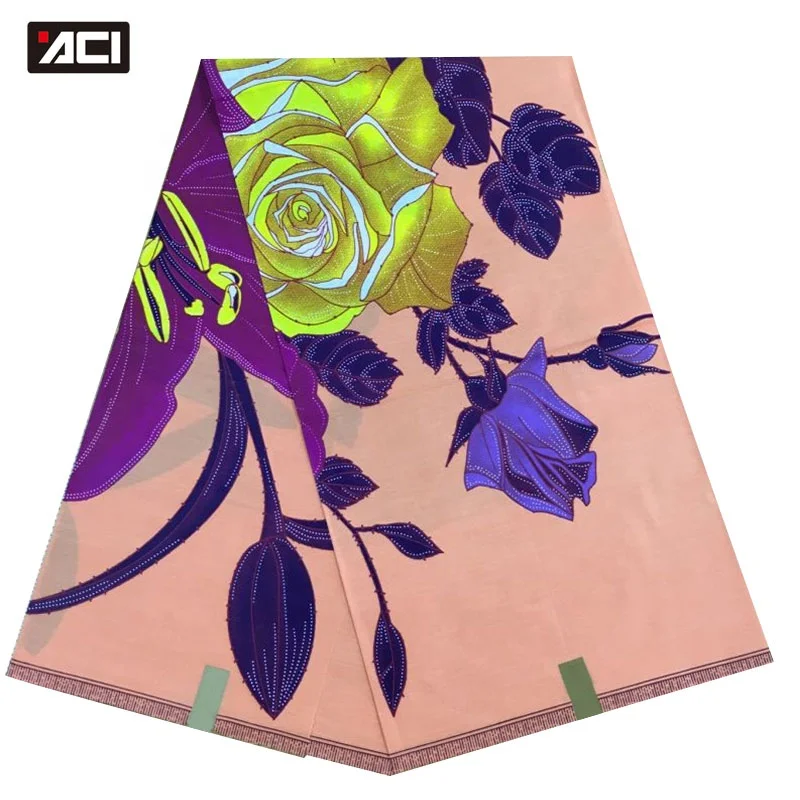 ACI Customized African Wax Prints Fabric Ankara 100% Cotton Veritable Wax Super Java Print Fabric 6 Yards/Piece