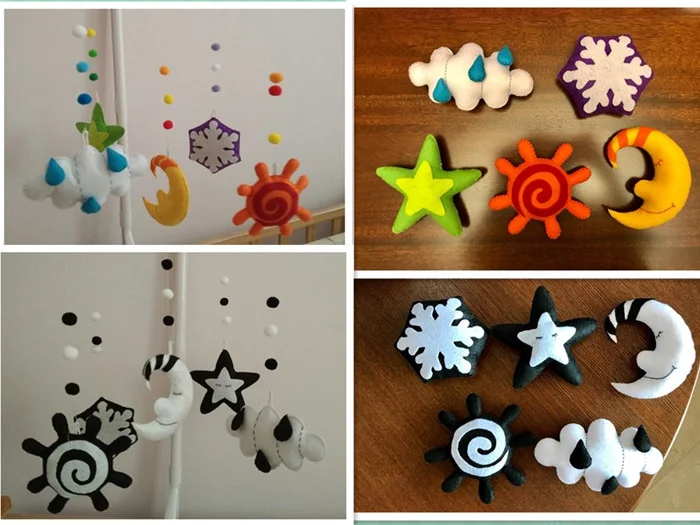 Wholesale Felt baby mobile Nursery crib white and black mobile handmade baby musical mobile