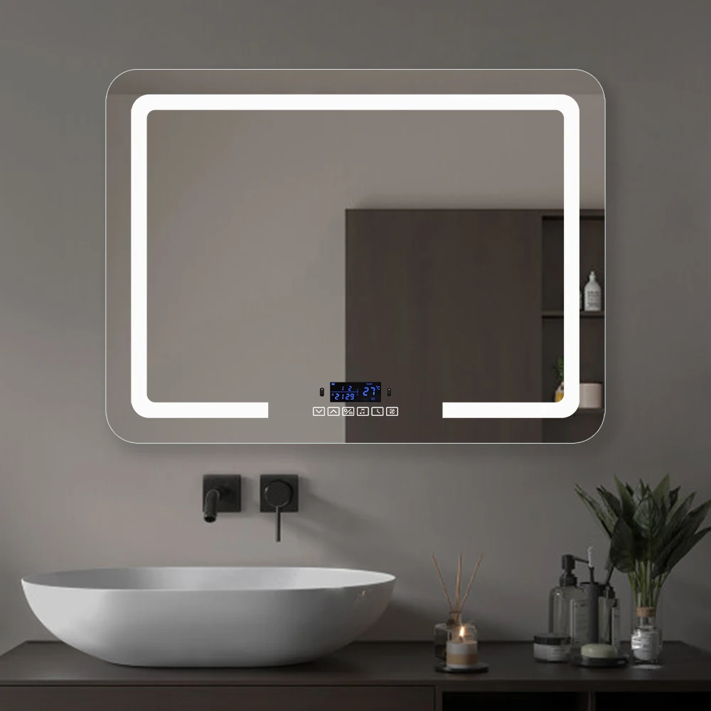 Motion Sensor/Blue Tooth Speaker/Defogger/Time and Temperature Display with LED Lights Backlit Smart Bathroom Mirror