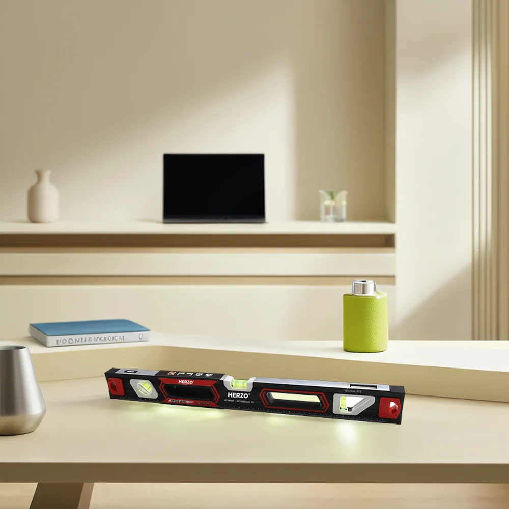 HERZO High Quality Manual Spirit Level 0.5mm Accuracy Aluminium with Strong Magnetic for Professional Use