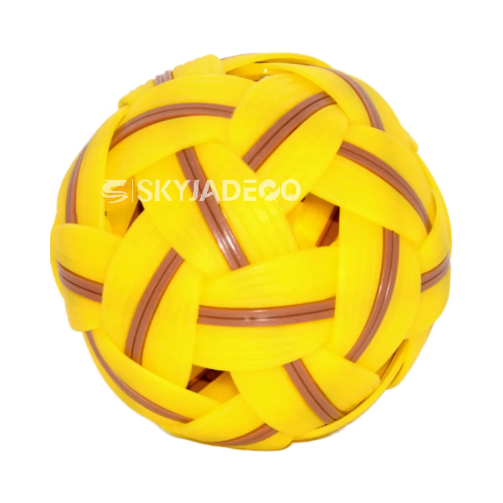 Outdoor Sports Reusable Decor Plastic Soccer Football Unisex round Woven Ball Logo Printed Rubber for Play Rattan Ball