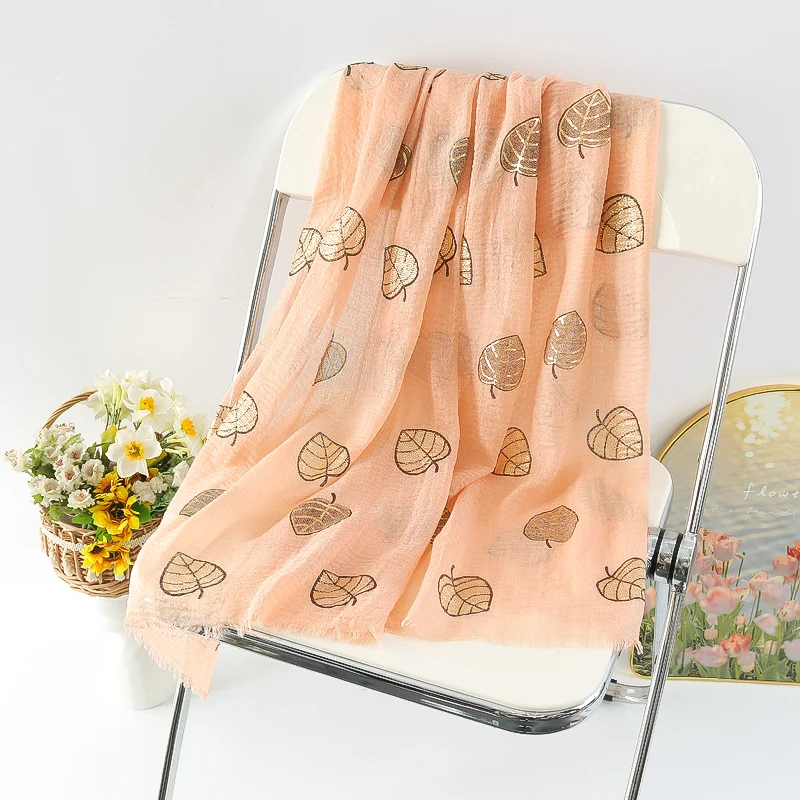 Custom Women Gold New Arrival Decoration Foil Dragonfly Print Shawl Pashmina Scarf