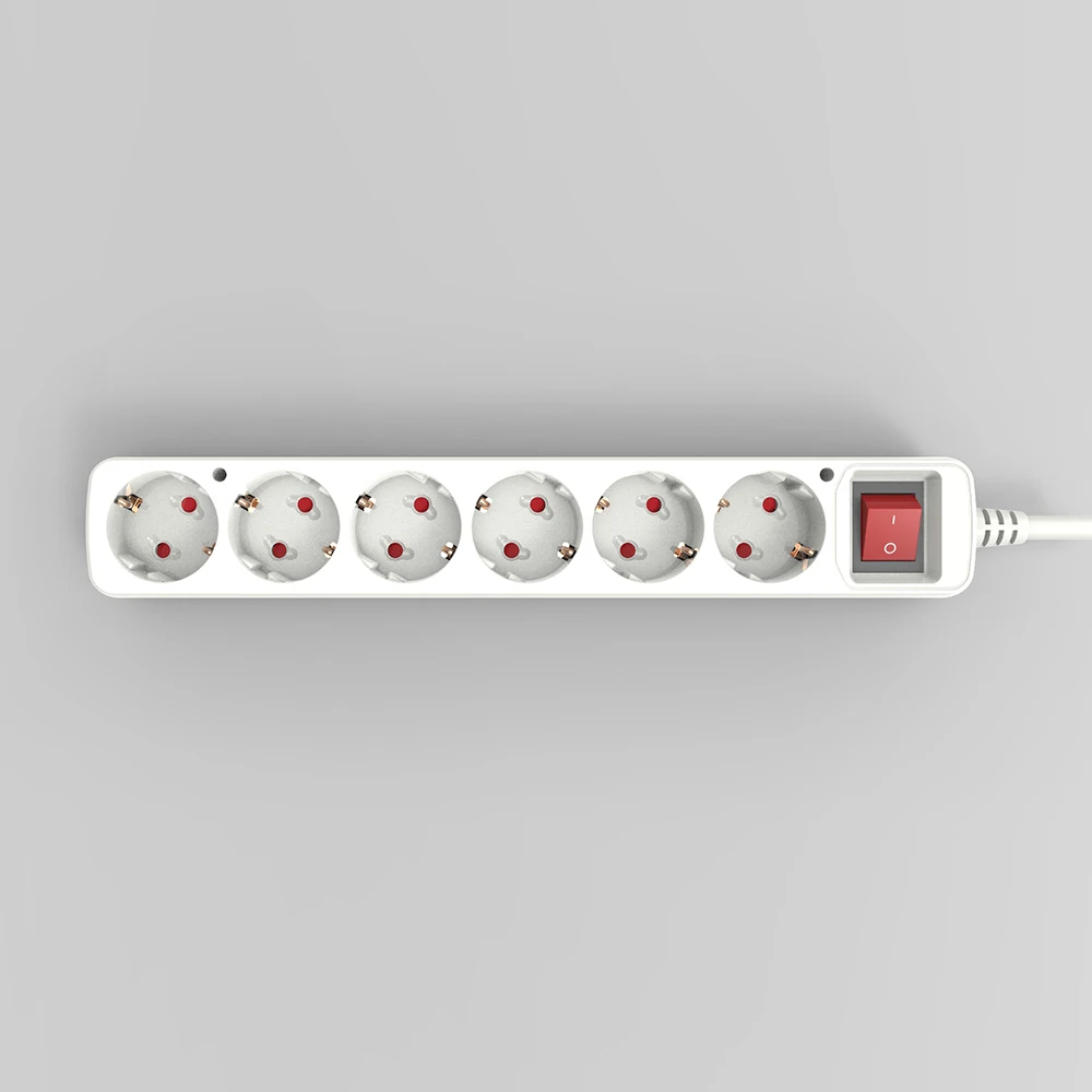  250V 16A 3/4/5/6 way German Outlet EU Plug Multi Extension socket 1.8m/3m/5m cable Power Strip with overload