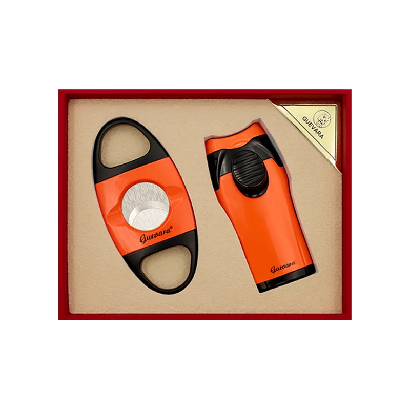 New Guevara Cigar Gift Sets Cigar Cutter with Stand and Cigarettes Smoking Lighters