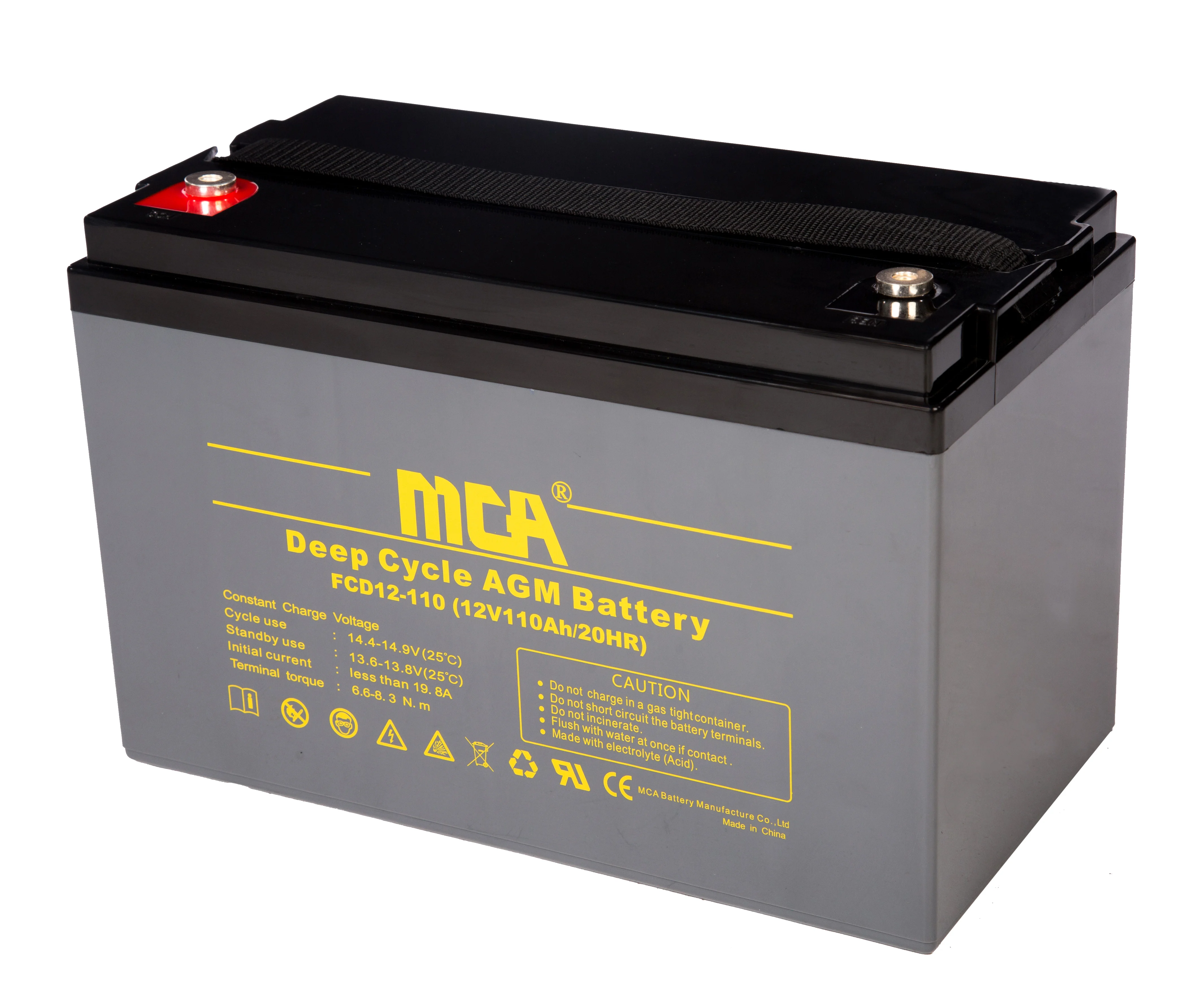 MCA lead acid deep cycle gel power station marine sweeper power station 6v 330ah battery