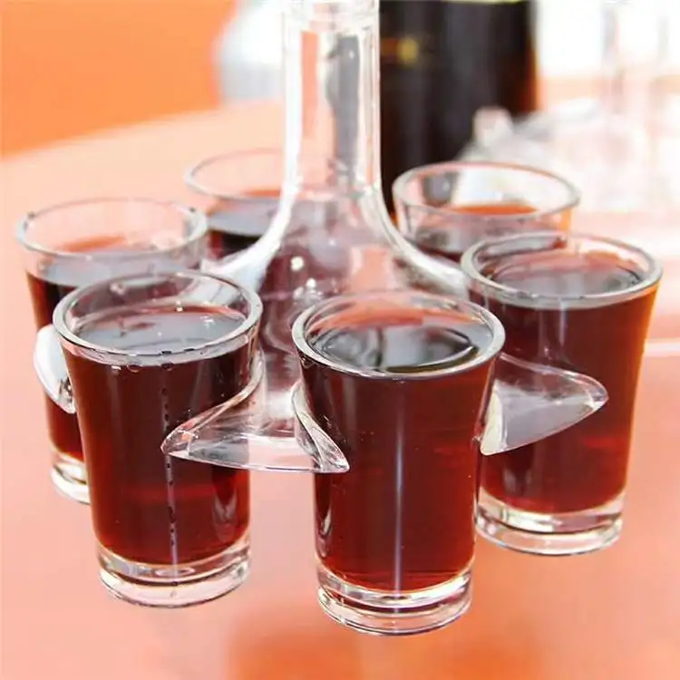 Wholesale 6 Shot Glass Holder Carrier Drinking Games Bar Cocktail Wine Quick Filling Tool Caddy Liquor Dispenser