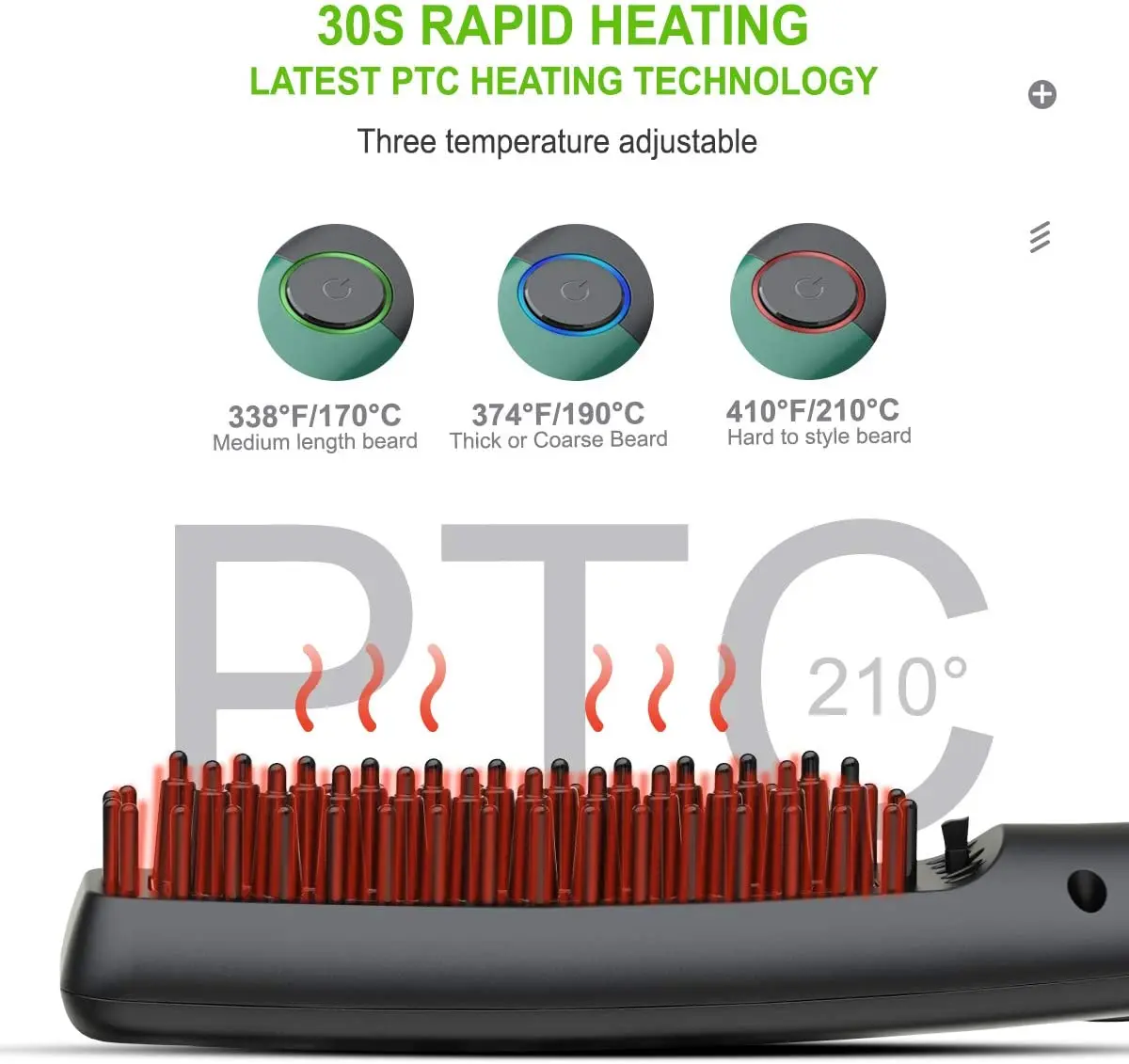 Cordless Electric Men Quick Beard Straightening Brush Ionic Heated Styling Detangle Hair Comb USB rechargeable for travel