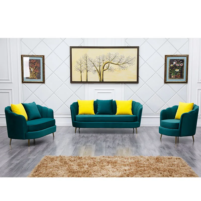 Customizable hotel lounge bedroom living room furniture sofa velvet fabric commercial furniture