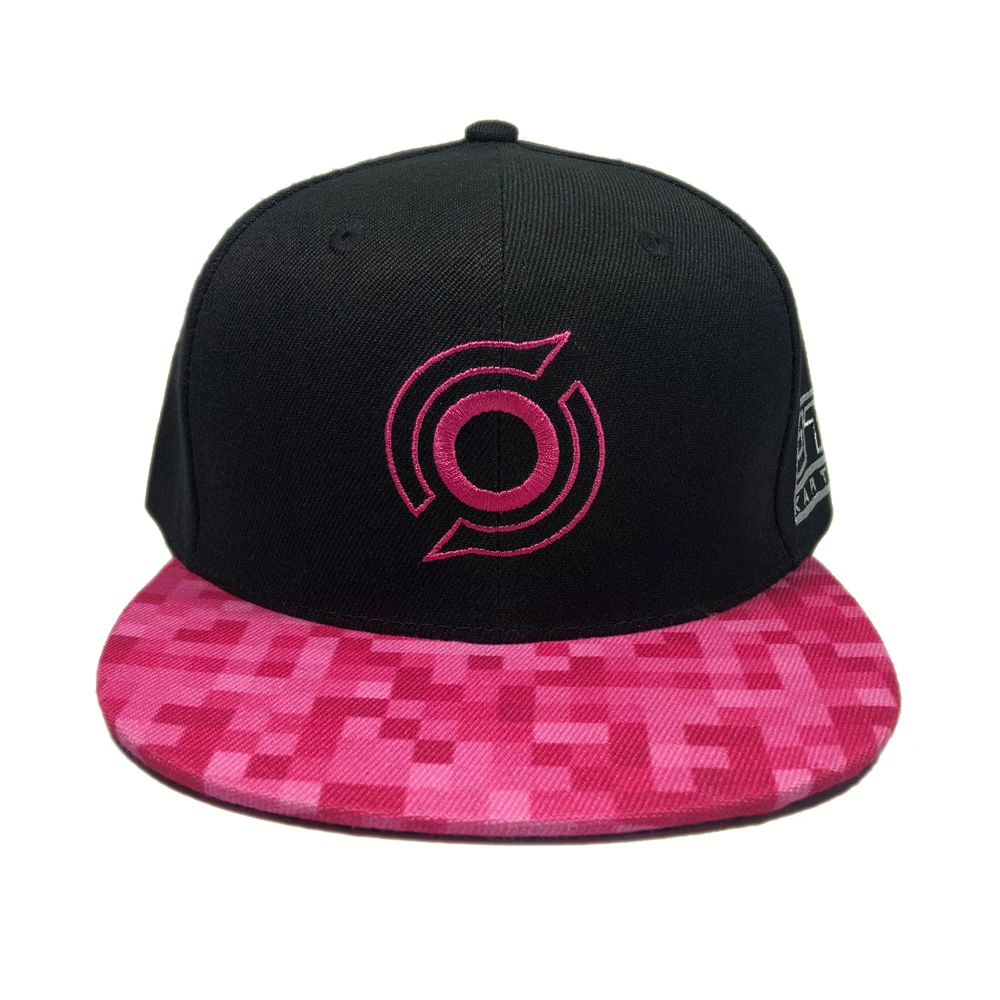 ODM women summer 6 panel hot pink hat Structured embroidered acrylic printed gorras Custom logo outdoor hiphop cap snapback