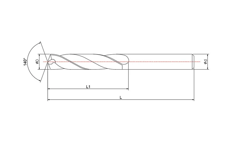 Высокопроизводительная стандартная твердая дрель с хвостовиком 5D CUBL
