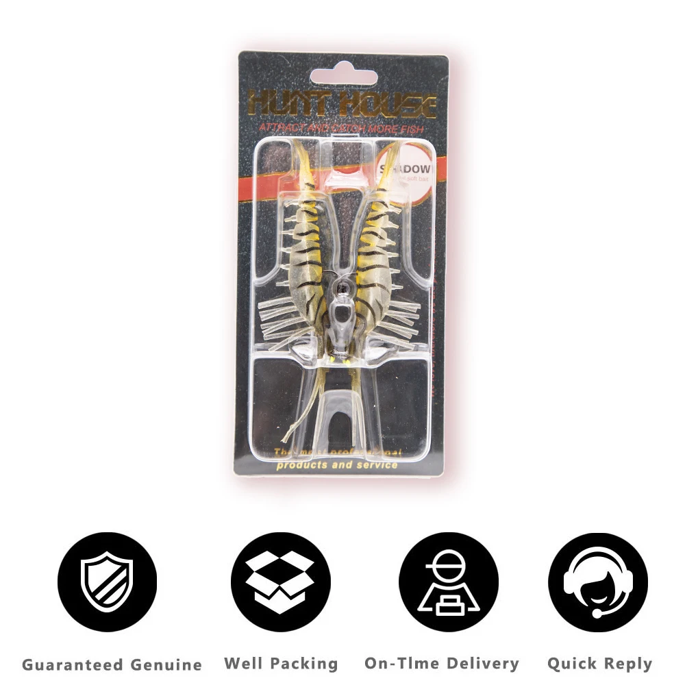 Hunt House OEM 135mm 13.7g pre-rigged eco friendly soft prawn karides  artificial Plastic Bait  shrimp soft fishing lure