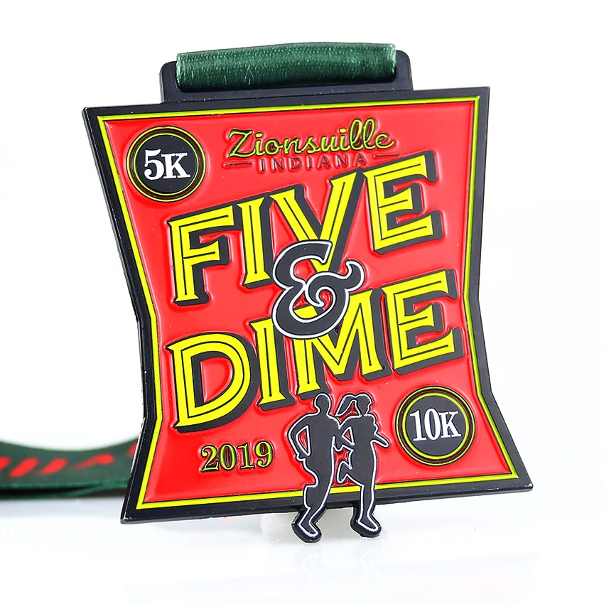 
custom cheap kids colorful enamel sports christmas club color ribbon run medals with ribbon 