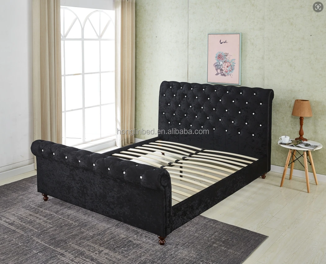 Short headboard buttons tufted leather bed beauty storage drawers double bed modern king queen size bed furniture made in China