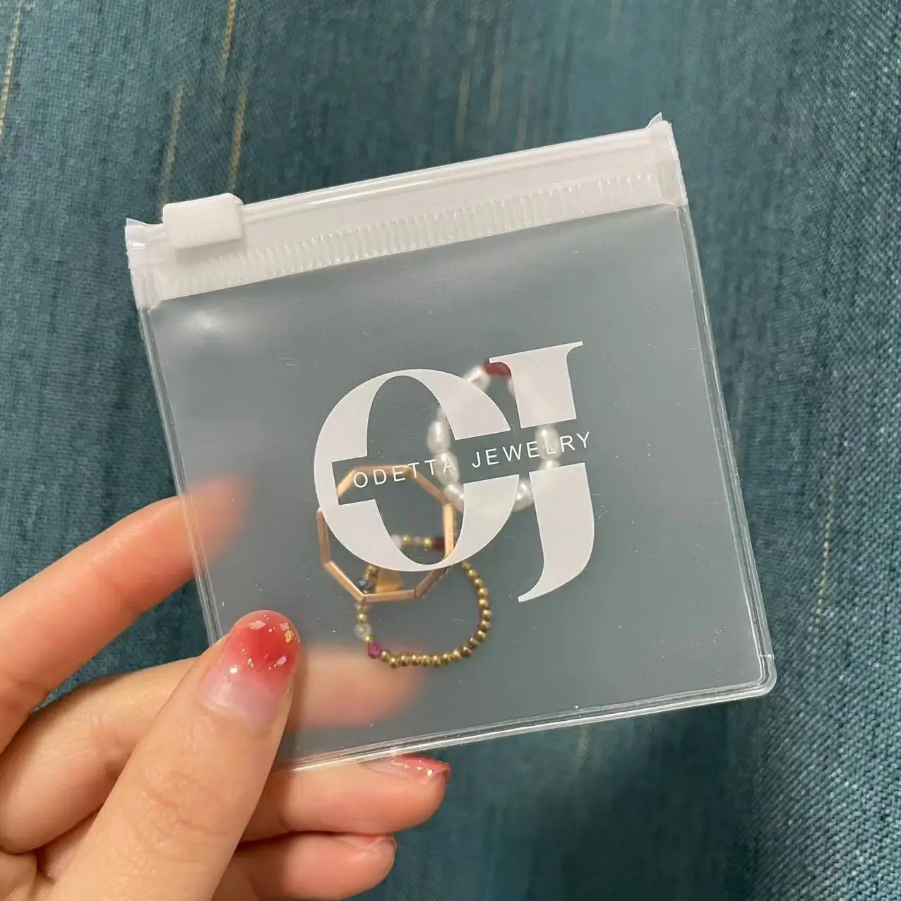 PVC Plastic Zipper Frosted Jewelry Bag with Logo Mini Ziplock Jewelry Pouch for Ring Accessories Packaging