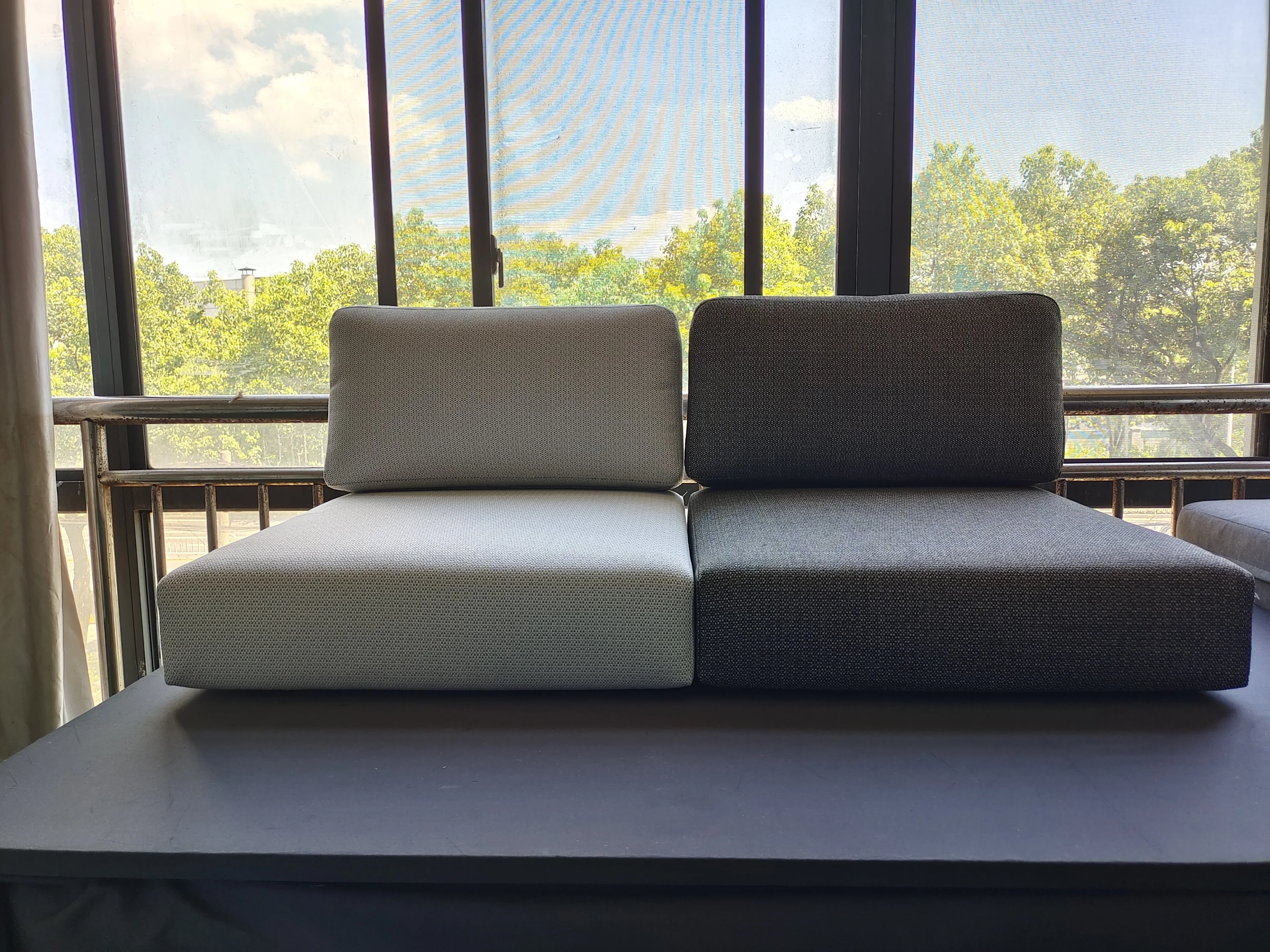 Customized Luxury 2-Seat Outdoor Garden Sofa Cushion with Cover Olefin Waterproof Foam for Courtyard Two Sets Available