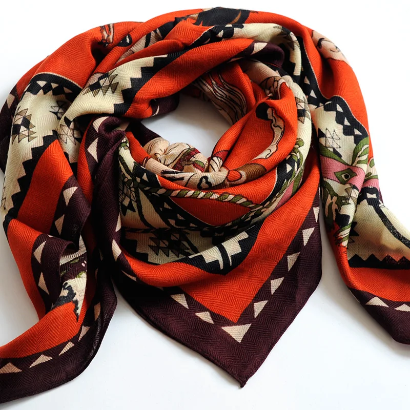 Дизайнерский роскошный зимний шерстяной шарф с двусторонним принтом и логотипом на заказ