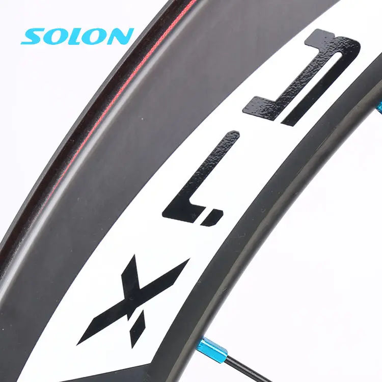 700C 38mm 50mm Carbon Fiber Wheel Set Cycling Clincher Carbon Wheels Road Bike Bicycle Wheelset SOLON Alloy Hubs