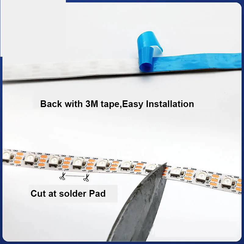 Wifi Control Smart white Fantasy 5050 60LED/M  DEMO Dream Color Chasing 5V RGB LED Strip WS2812