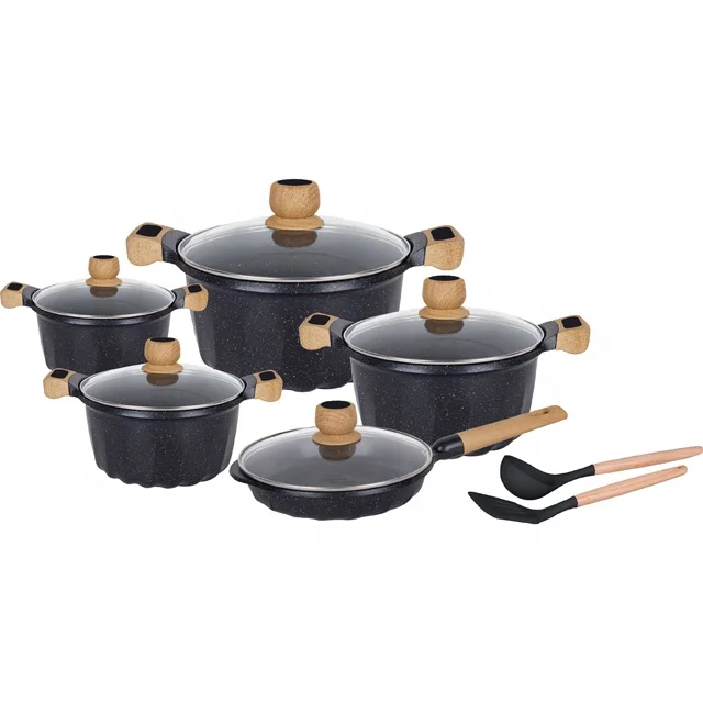 Hot Selling Cook-Lover High Quality 12 Pcs Die-casting  Aluminum Non Stick Soup Pot And Frying Pan  Cookware Set