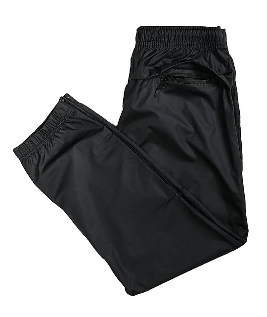 Black Plain Nylon Track Pants Vegan With Zipper Hem Pants Polyester Wind Jogger Pants For Men