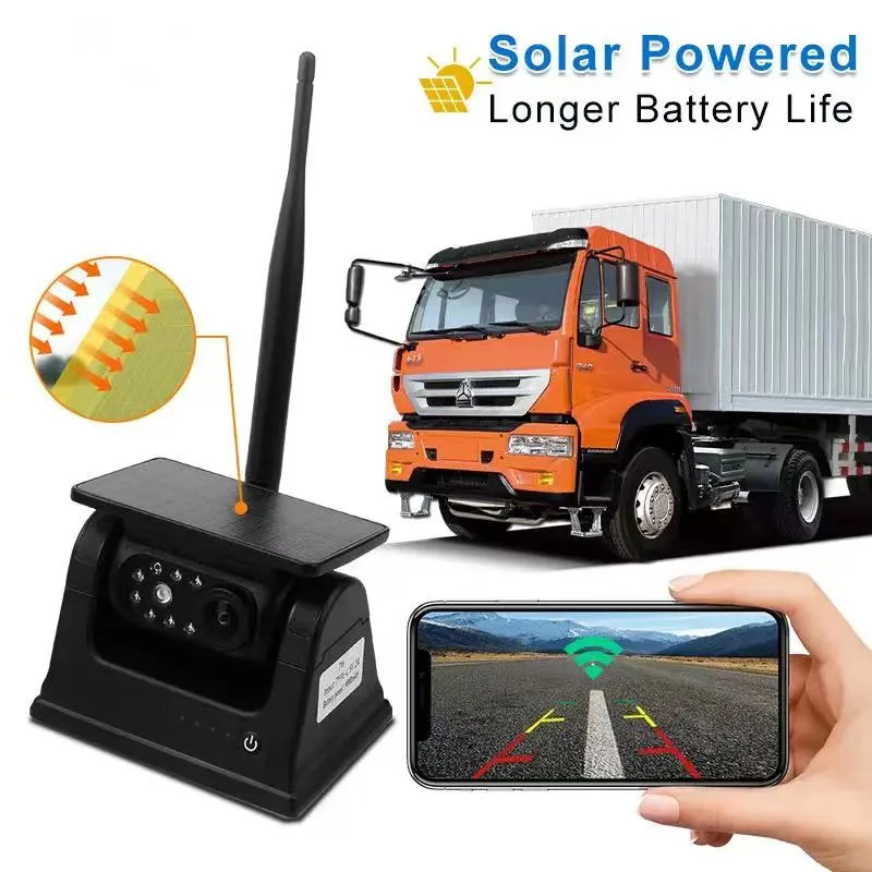 Newest Mobile Wifi Solar-powered Wireless Car Rear View Reverse Camera With Magnet Built-in Battery with App
