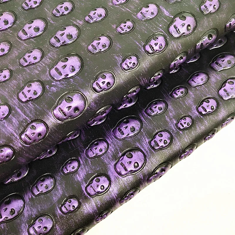 Newest skull  Embossed designer VINYL Bag Key Chain PVC Leather for shoes wallet Making also can do customized desgin