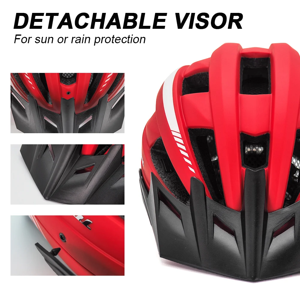 
VICTGOAL Goggles Bike Helmet with Sun Visor Super Bright LED Light Cycling Helmet 