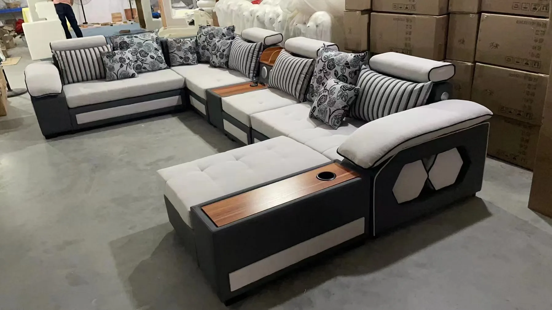 Simple Modern No-clean Technical Fabric Combination Sofa Large Detachable Washable Latex Corner Fabric Sofa For Living Room