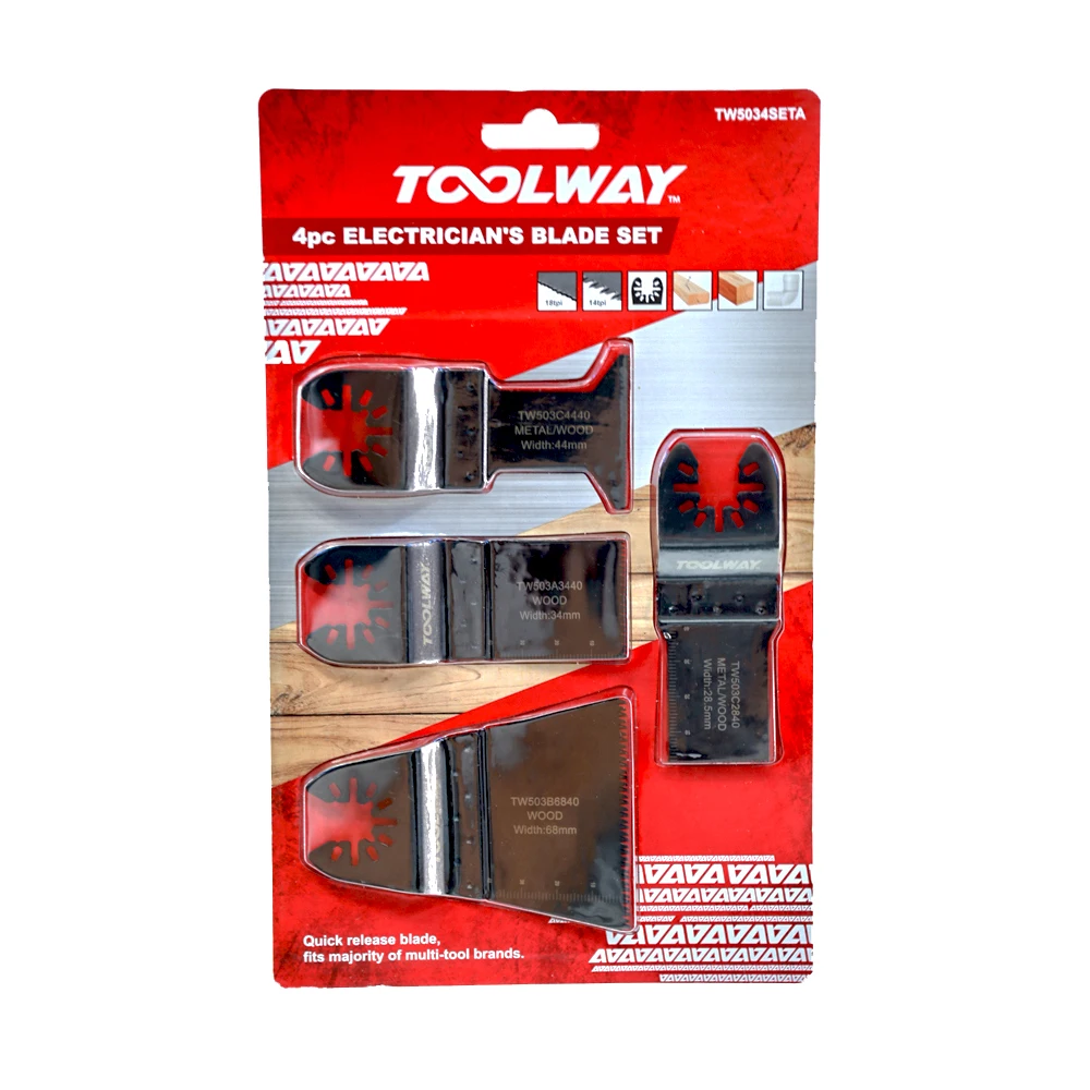TOOLWAY 4 pcs oscillating Multi tool saw Blade set cutting tools for wood plastic and